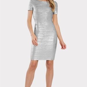 Herve Leger Silver Bandage Dress M, NWT